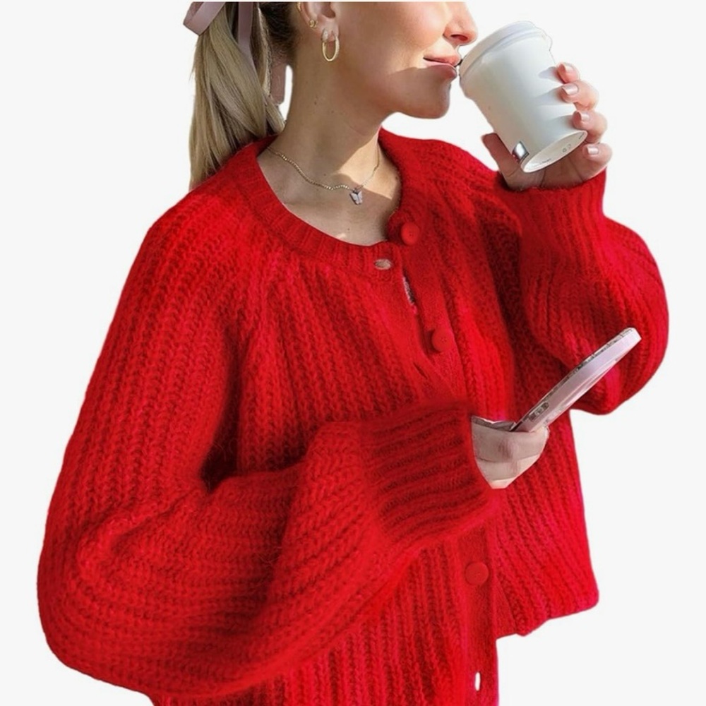 Amazon Essentials Vibrant Red Cardigan